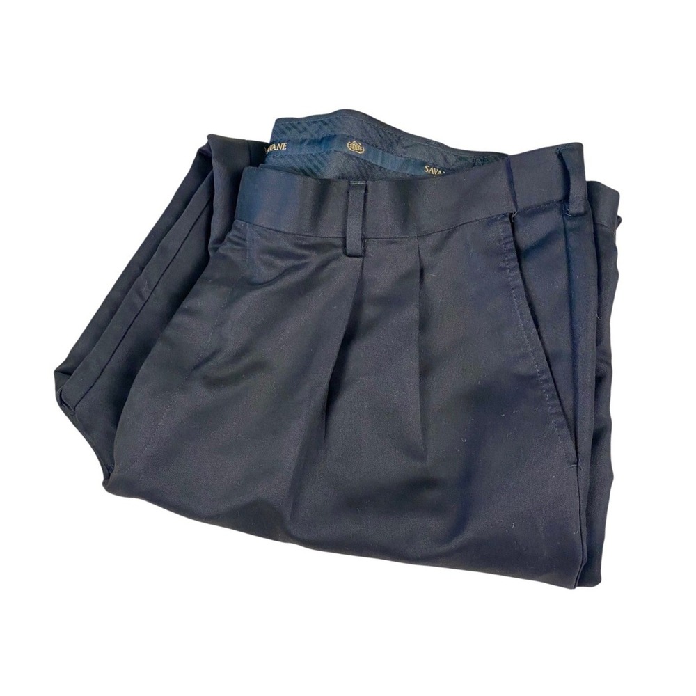 Savane Pants Mens Size 42x33 Black Pleated Front Career Office Dress Trousers